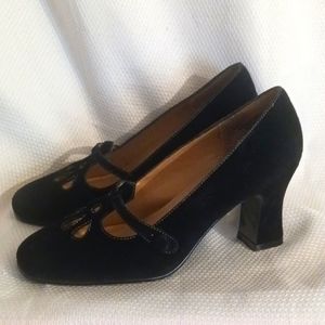 Madeline Black Suede Heels with Cutout Design
